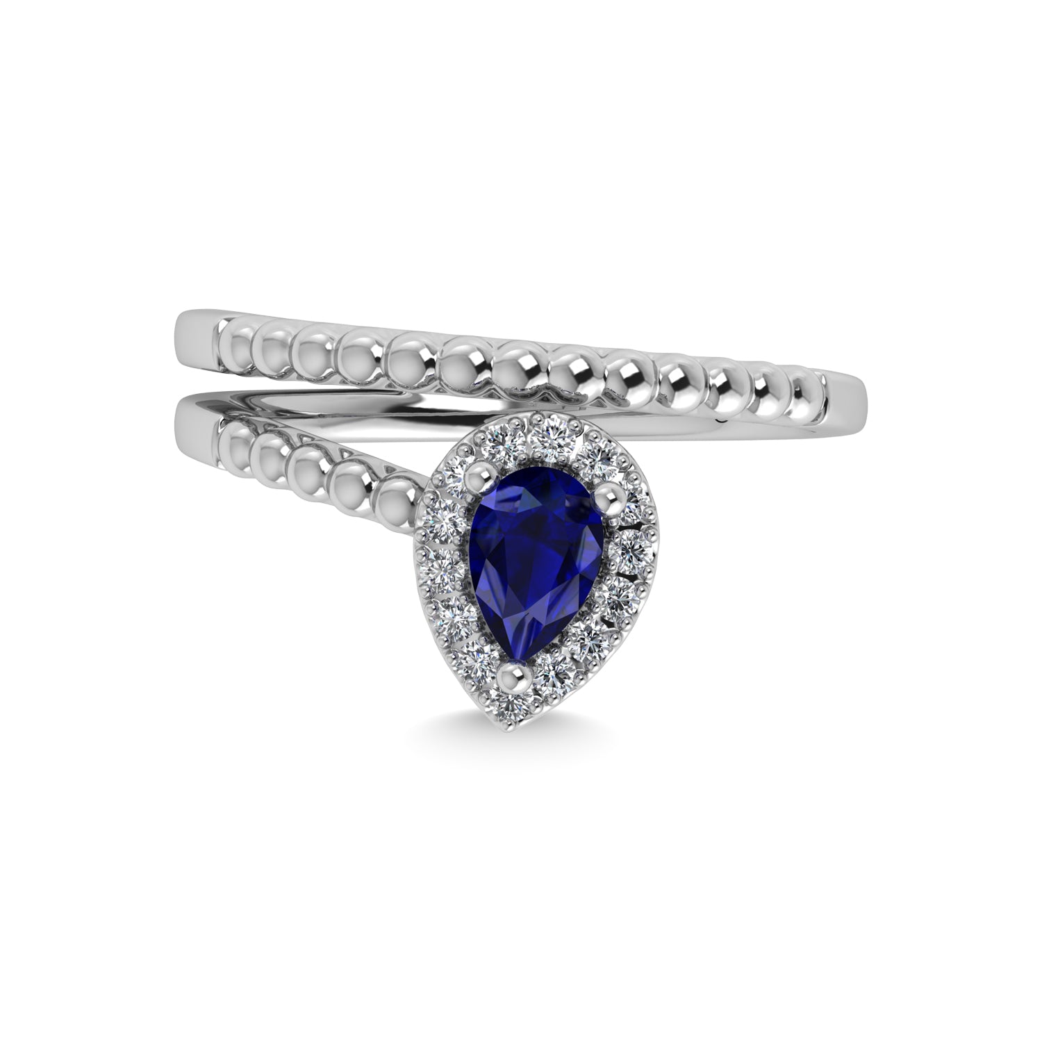 14K White Gold 5/8 Ct.Tw. Diamond and  Blue Sapphire Fashion Ring