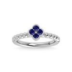14K White Gold 1/3 Ct.Tw. Diamond and  Blue Sapphire Fashion Ring