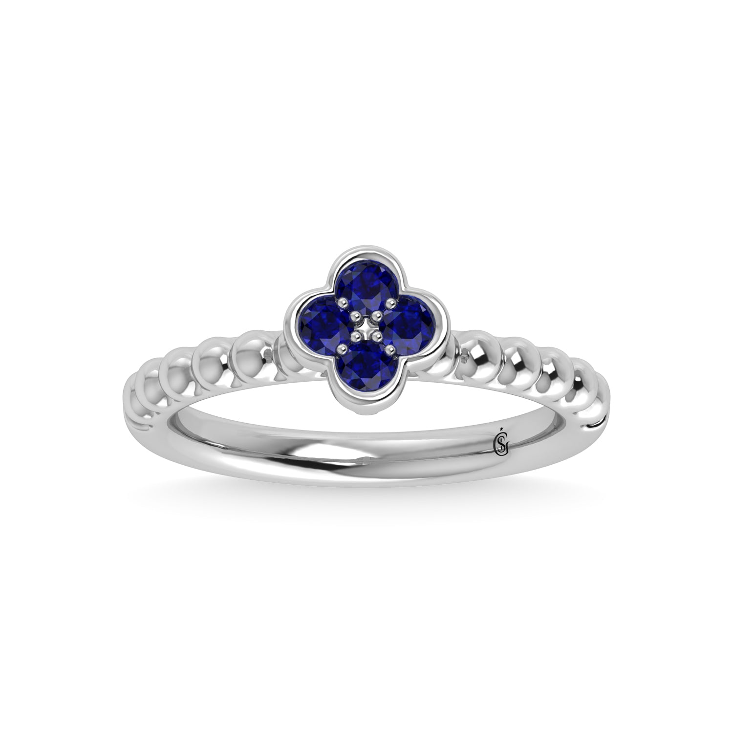 14K White Gold 1/3 Ct.Tw. Diamond and  Blue Sapphire Fashion Ring
