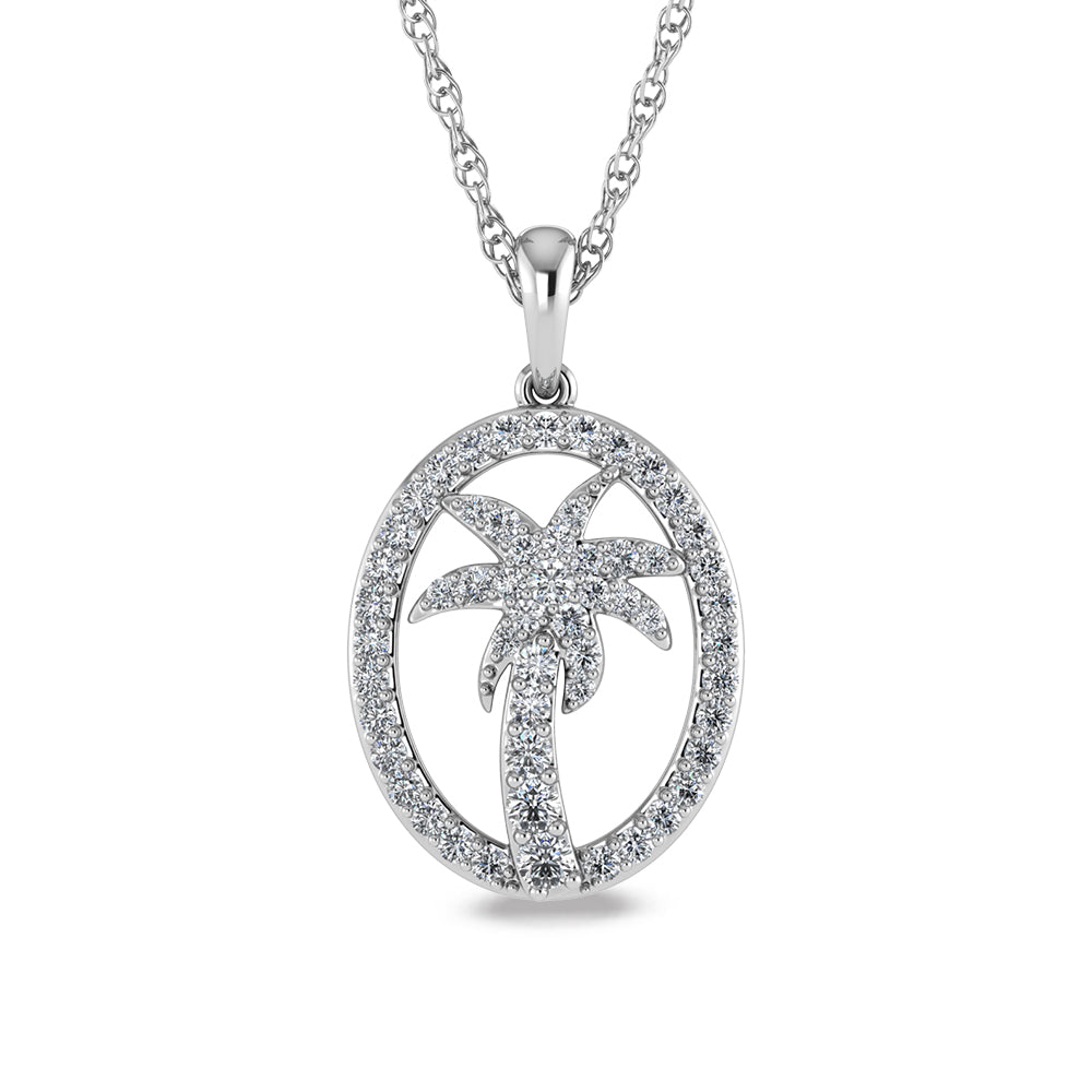 14K White Gold Diamond 1/2 Ct.Tw. Palm Tree Pendant