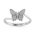 14K White Gold 1/10 Ct.Tw. Diamond Butterfly Ring