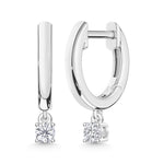 14K White Gold Lab Grown Diamond 1/6 Ct.Tw.Hoop Earrings