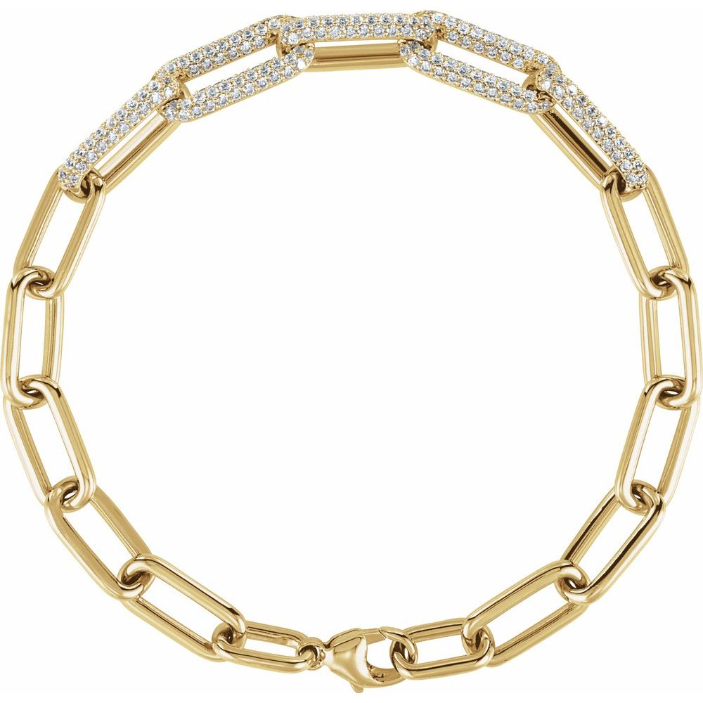 14K Yellow Gold Paperclip Diamond Bracelet with VS F+ Lab-Grown Diamonds – 7 Inch Chain by Picasso Gold & Diamond Jewelry Chicago