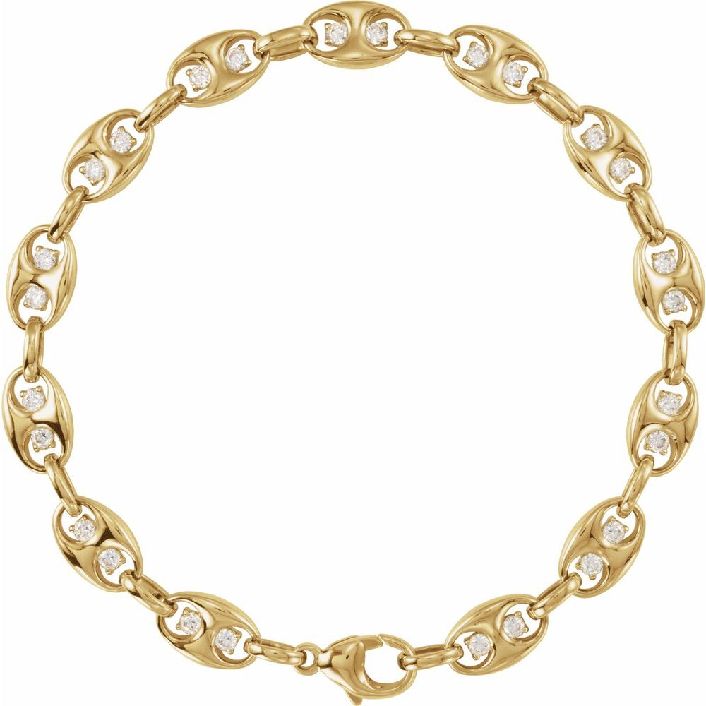 14K Yellow Gold 1 CTW Lab-Grown Diamond Mariner Link Bracelet | VS Clarity F+ Color | 7.5”