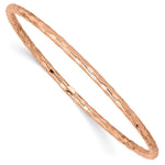 14K Rose Gold Polished & Textured Slip-On Bangle Bracelet – 8”