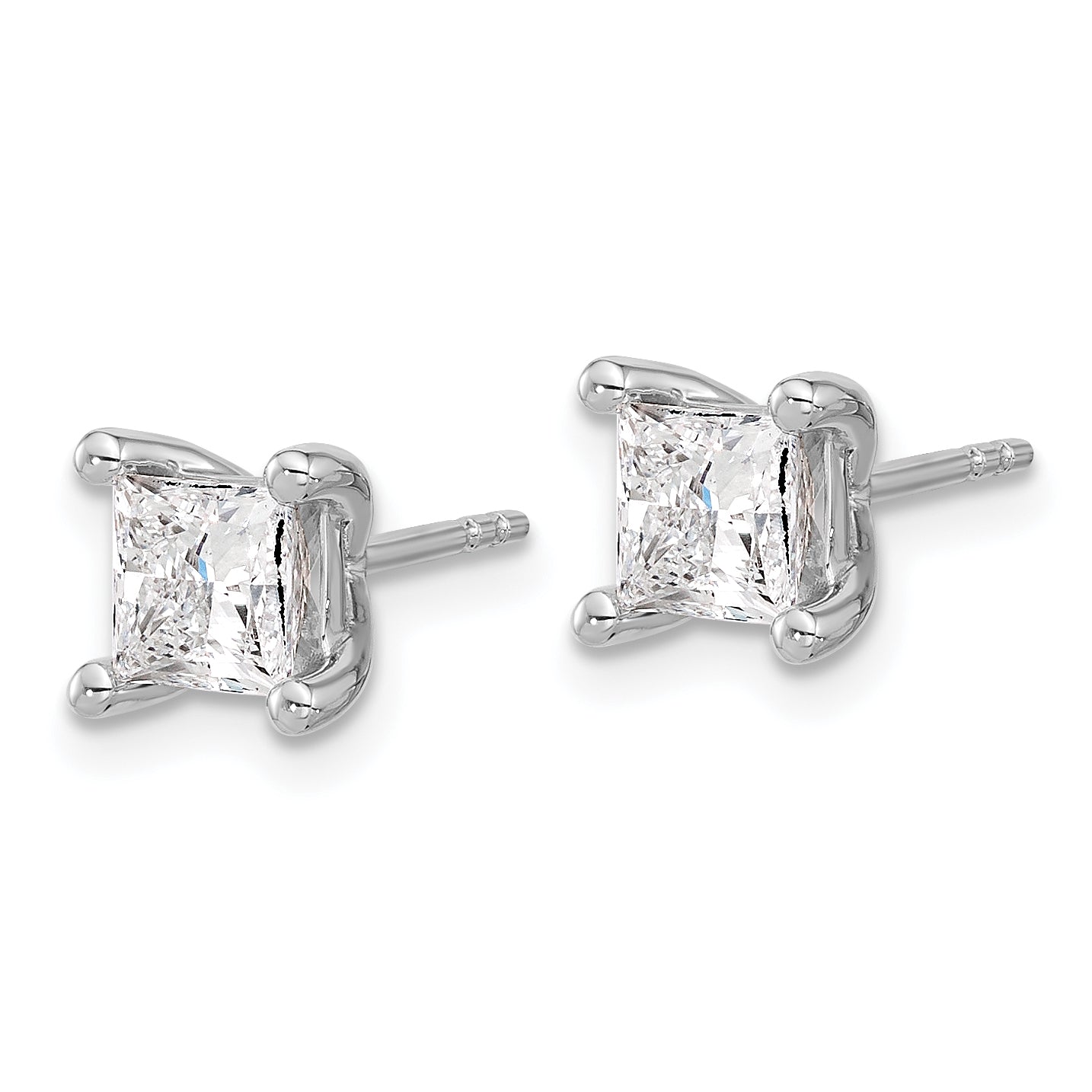 14K White Gold Lab Grown Diamond 1 1/2ctw Princess VS DEF 4 Prong Earrin