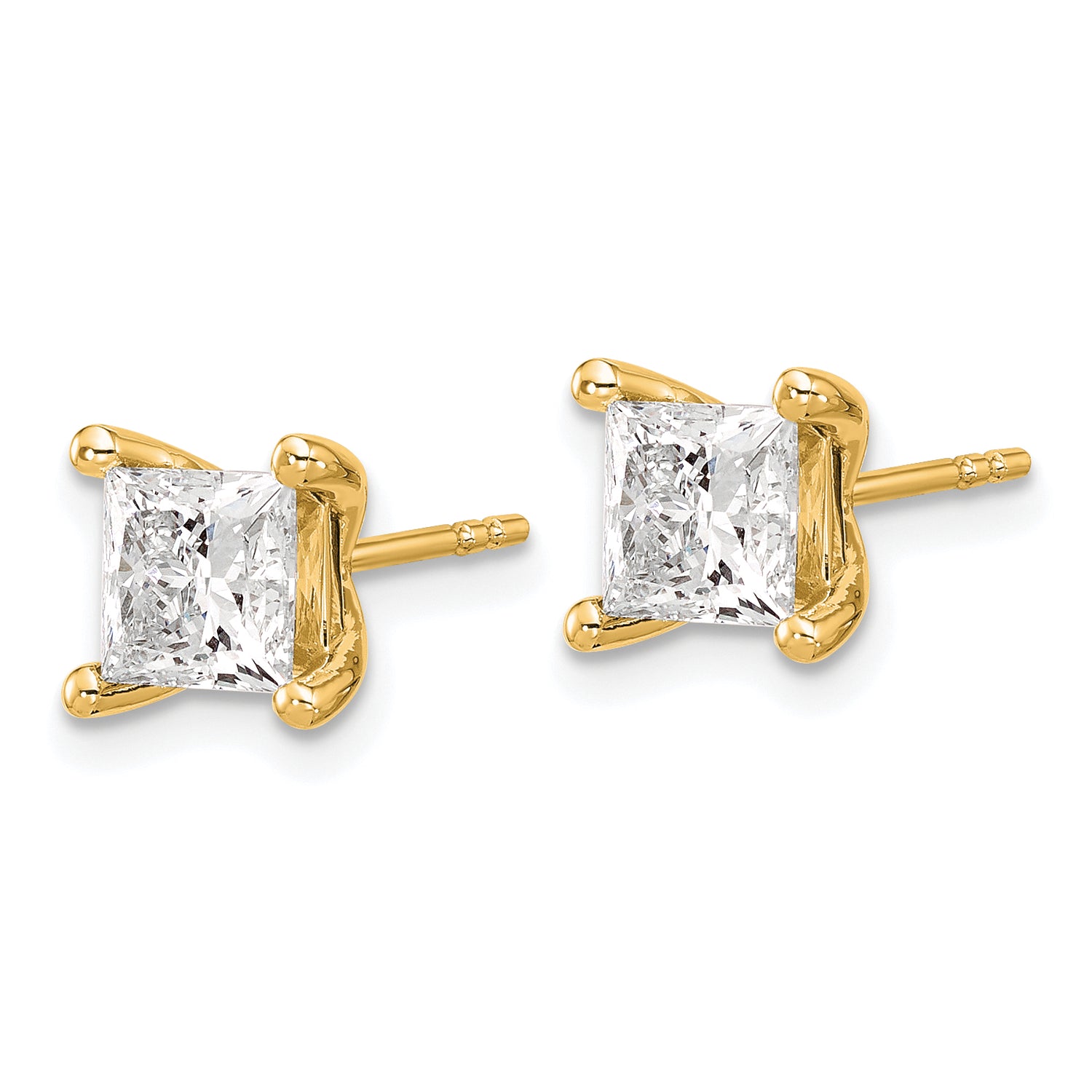 14ky 2 CTW Certified VS/SI FGH Lab Grown Princess Diamond 4-Prong Earrings