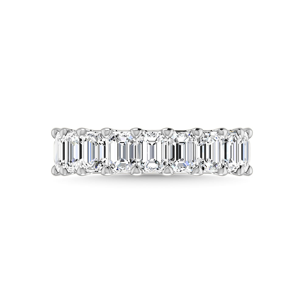 14K White Gold Lab Grown Diamond 2 7/8 Ct.Tw. Emerald Shape Half Way Eternity Band