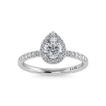 14K White Gold Lab Grown Diamond  1 1/4 Ct.Tw. IGI Certified Pear Shape Halo Engagement Ring