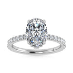14K White Gold Lab Grown Diamond 3 1/2 Ct.Tw. Oval Shape Halo IGI Certified Engagement Ring (Center 3 ct)