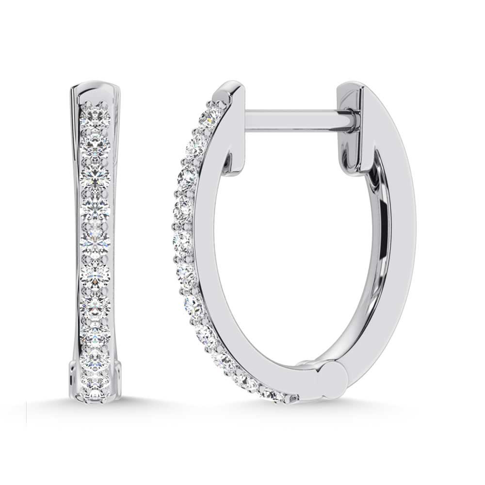 10K White Gold Lab Grown Diamond 1/5 Ct.Tw. Hoop Earrings