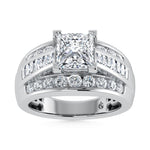 10K White Gold Lab Grown Diamond 1 3/4 Ct.Tw. Princess Shape Engagement Ring (IGI Certified 1CT)