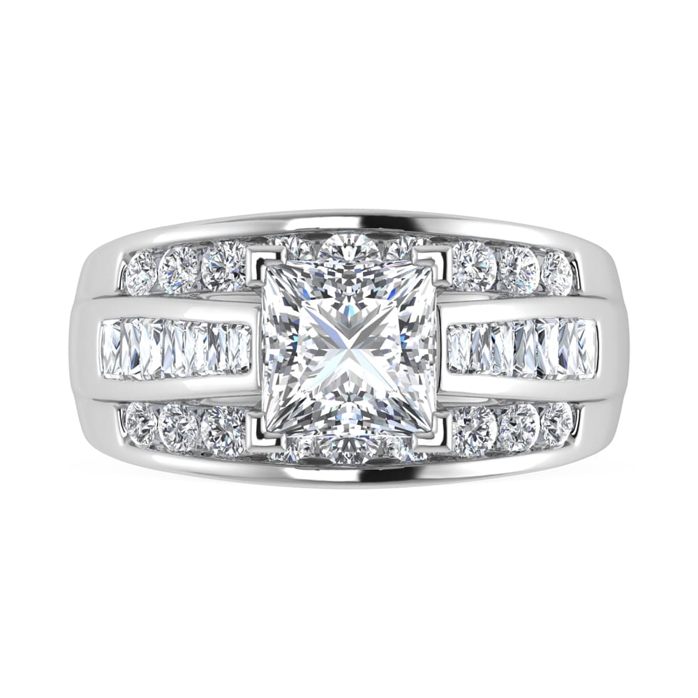 10K White Gold Lab Grown Diamond 1 3/4 Ct.Tw. Princess Shape Engagement Ring (IGI Certified 1CT)