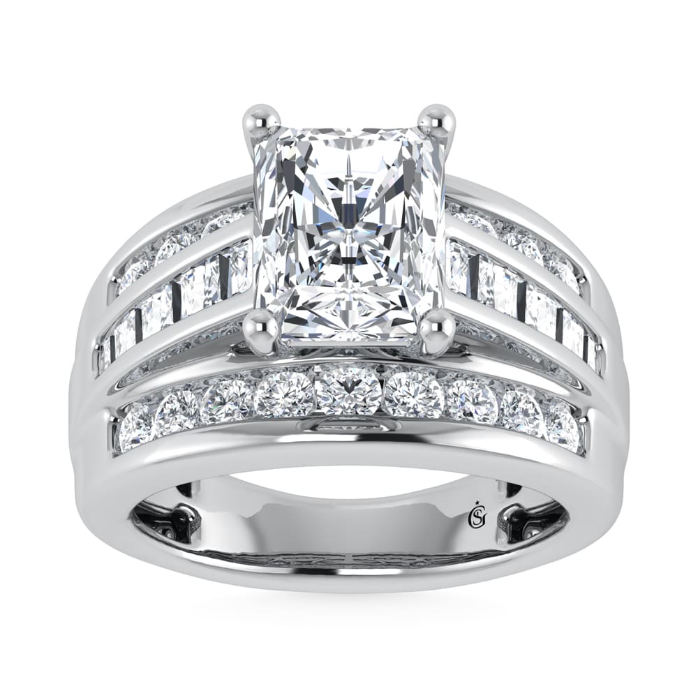 10K White Gold Lab Grown Diamond 1 3/4 Ct.Tw. Radiant Shape Engagement Ring (IGI Certified 1CT)
