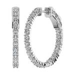 14K White Gold Lab Grown Diamond 4 Ct.Tw. In and Out Hoop Earrings (1 inches)