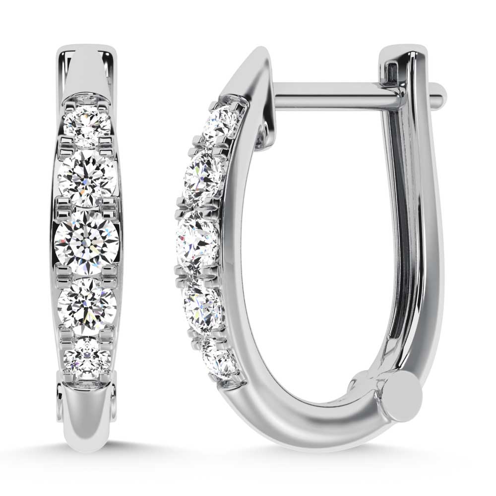 10K White Gold Lab Grown Diamond 1/4 Ct.Tw. Hoop Earrings
