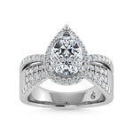 14K White Gold Lab Grown Diamond 2 1/2 Ct.Tw. Pear Shape Engagement Ring (Center 2CT)