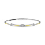 14K White Gold 1 1/10 Ct.Tw. Round Yellow and White Marquise Shape Lab Grown Diamond Flexi Bangle