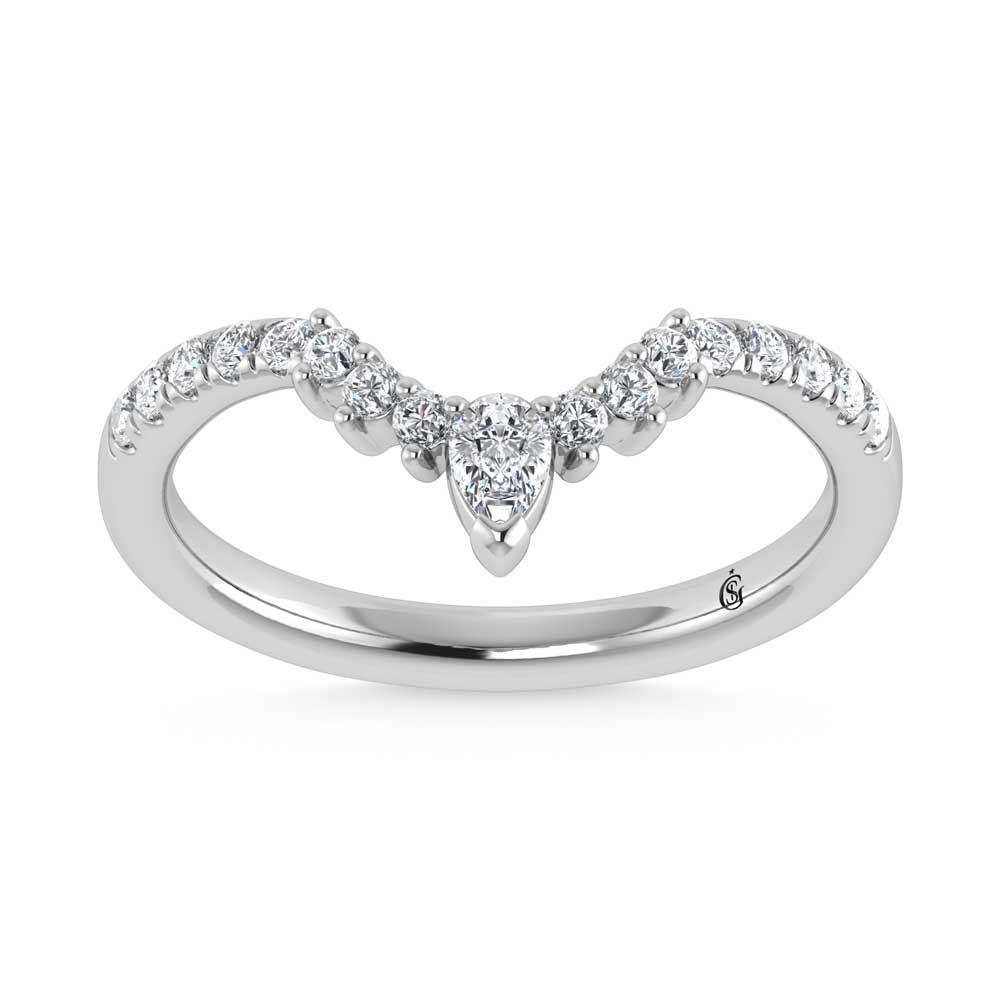 14K White Gold  1/3 Ct.Tw. Lab Grown Diamond Chevron Band