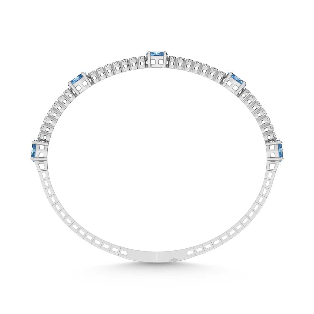 14K White Gold 3 5/8 Ct.Tw. white and Oval Shape Blue Lab Grown Diamond Bangle