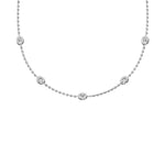 14K White Gold Oval Shape Lab Grown Diamond 5/8 Ct.Tw. 7 Stone Necklace