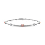 14K White Gold 5/8 Ct.Tw. Pink and White Labgrown Diamond 5 Station Flexi Bangle
