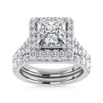 14K White Gold 4 7/8 Ct.Tw. Labgrown Diamond Bridal Ring (Center Princess)
