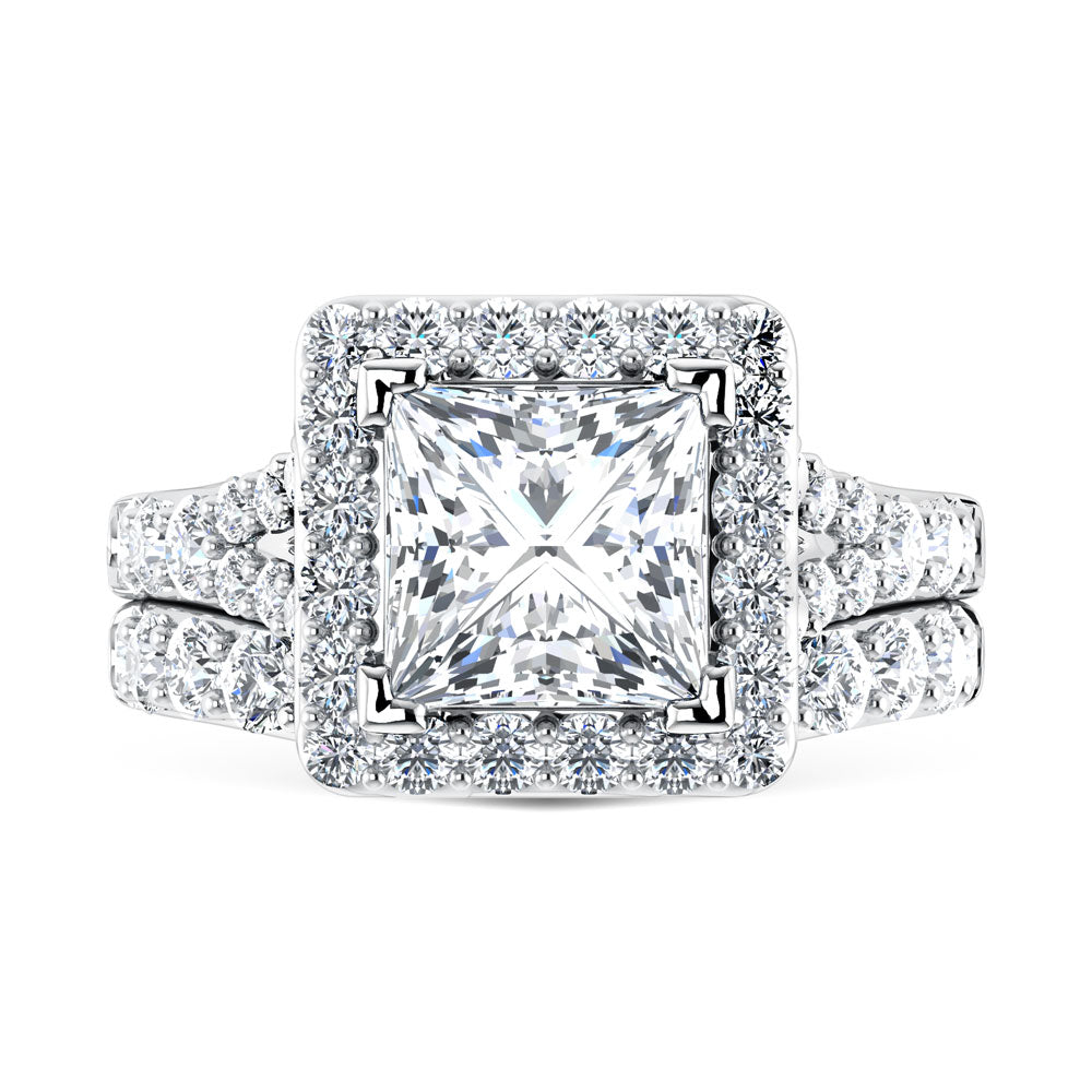 14K White Gold 4 7/8 Ct.Tw. Labgrown Diamond Bridal Ring (Center Princess)