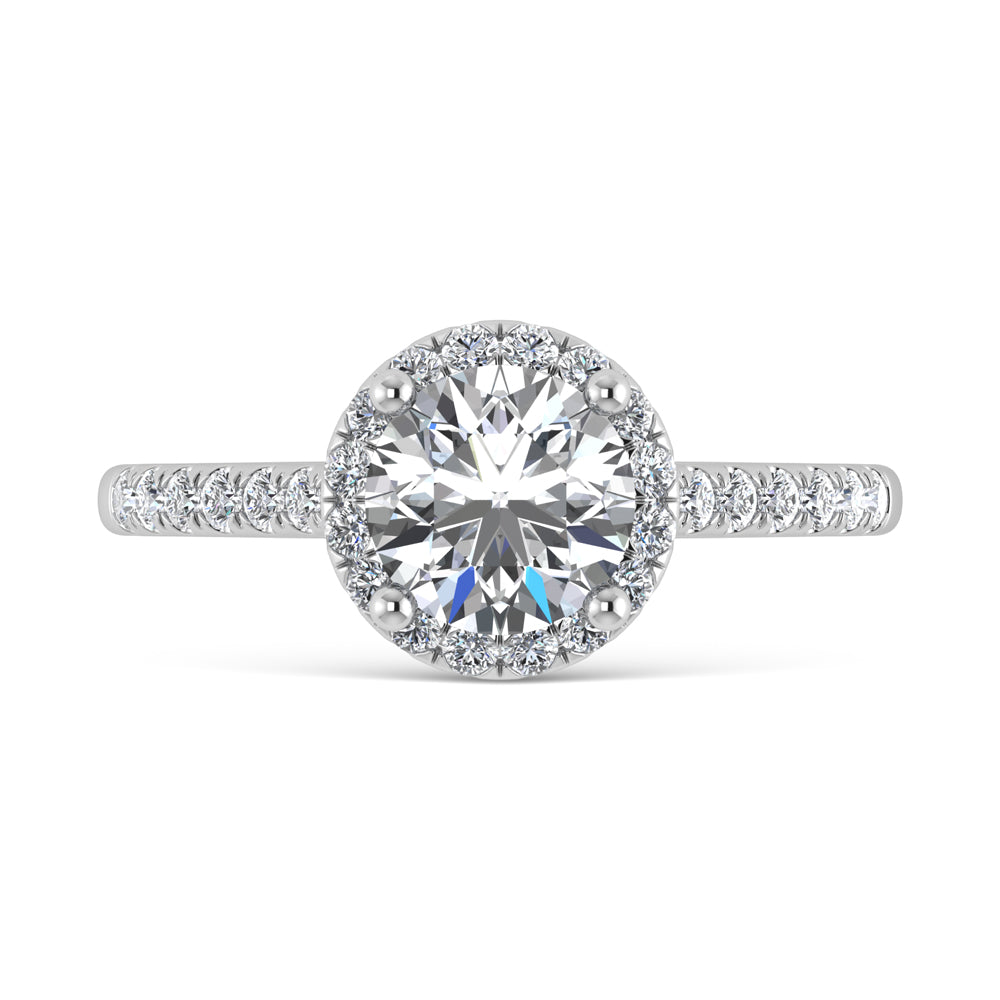 10K White Gold 1 1/4 Ct.Tw. Labgrown Diamond Halo Engagement Ring ( Center 1 CT)
