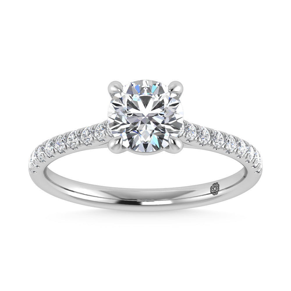 10K White Gold 1 1/4 Ct.Tw. Labgrown Diamond Halo Engagement Ring ( Center 1 CT)