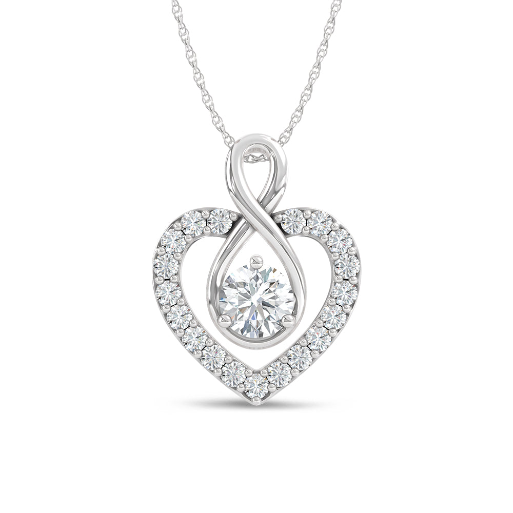 10K White Gold Lab Grown Diamond 1 Ct.Tw. Heart Pendant