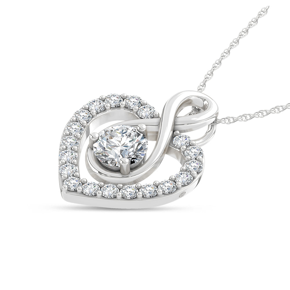 10K White Gold Lab Grown Diamond 1 Ct.Tw. Heart Pendant