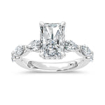 14K White Gold Lab Grown Diamond 3 7/8 Ct.Tw. Marquise and Round Engagement Ring (Center 3ct Radiant)