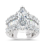 14K White Gold Lab Grown Diamond 6 3/4 Ct.Tw. Center Marquise and Baguette Engagement Ring (Center 5 ctw)