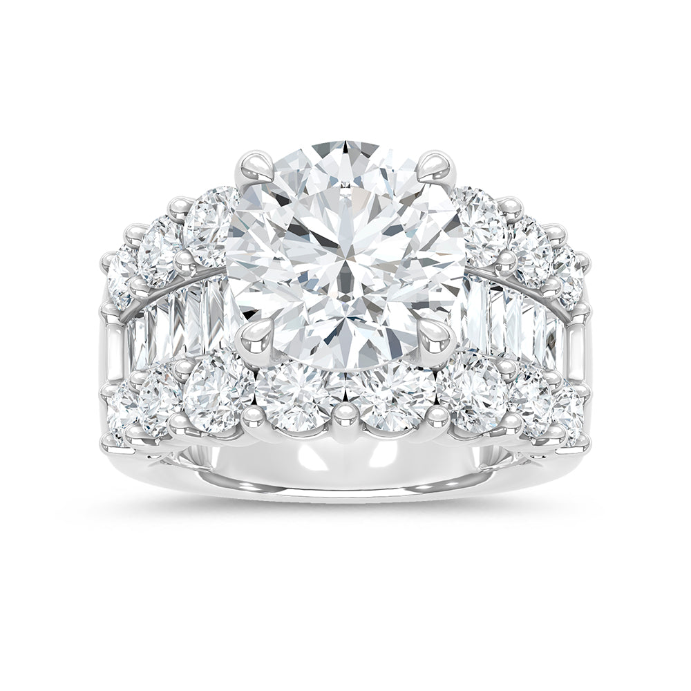 14K White Gold Lab Grown Diamond 8 3/4 Ct.Tw. Engagement Ring (Round 5ct Center)