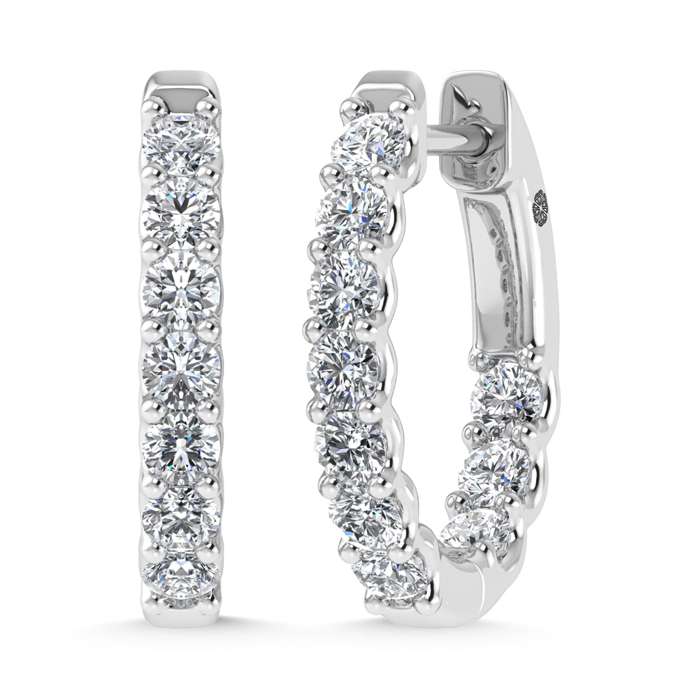 10K White Gold 1 Ct.Tw. Labgrown Diamond In and Our Hoop Earrings