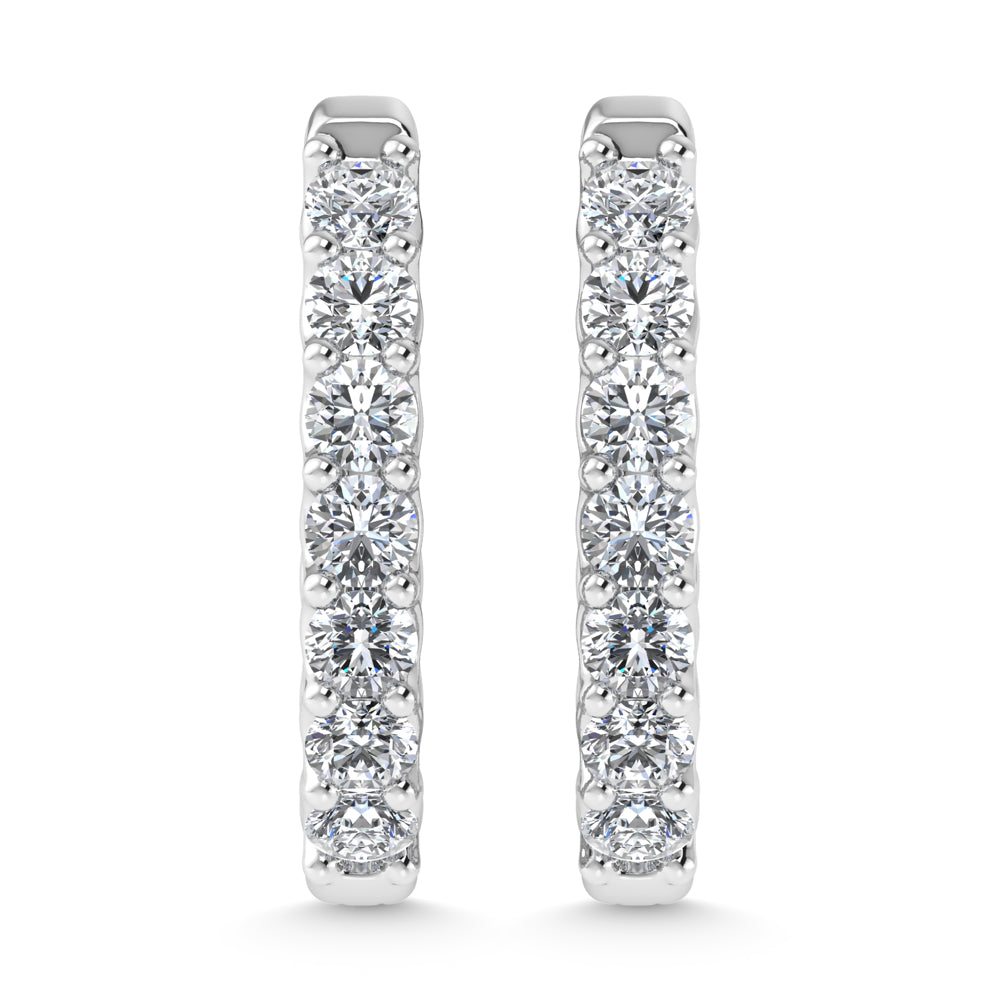 10K White Gold 1 Ct.Tw. Labgrown Diamond In and Our Hoop Earrings
