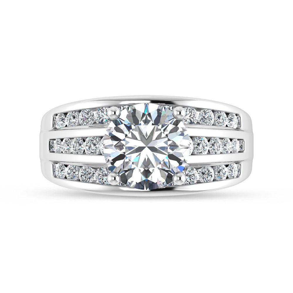 10K White Gold 3 Ct.Tw. Round Center Labgrown Diamond Engagement Ring