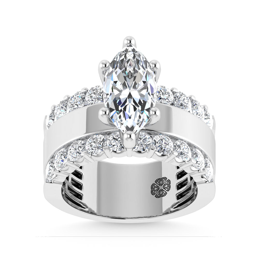 14K White Gold 3 1/2 Ct.Tw. Labgrown Diamond Marquise Shape Engagement Ring (IGI CERTIFIED CENTER)