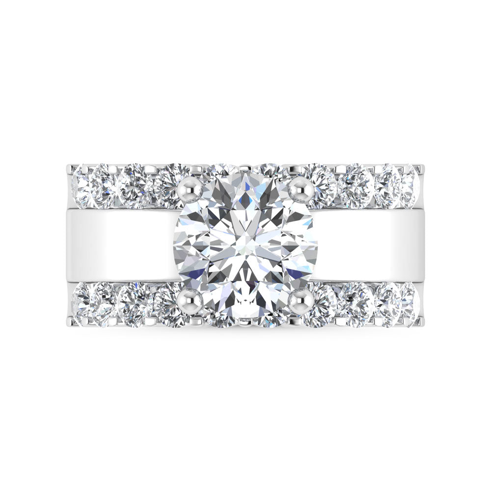 14K White Gold 3 1/2 Ct.Tw. Labgrown Diamond Round Shape Engagement Ring (IGI CERTIFIED CENTER)