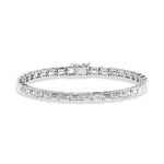 14K White Gold 15 Ct.Tw. Emerald Horizontal Shape Labgrown Diamond Tennis Bracelet
