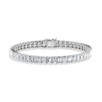 14K White Gold 14 Ct.Tw. Labgrown Diamond Vertical Emerald Shape Tennis Bracelet