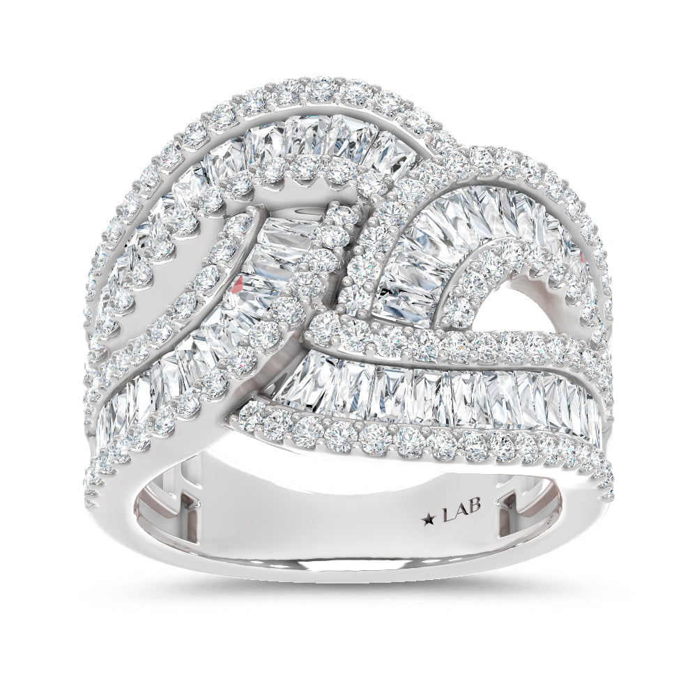 14K White Gold Lab Grown Diamond 2 3/8 Ct.Tw. Round and Tapper Fashion Ring