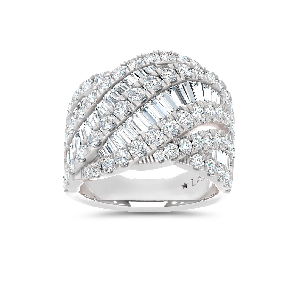 14K White Gold Lab Grown Diamond 2 1/2 Ct.Tw. Round and Tapper Fashion Ring
