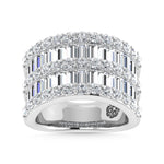 14K White Gold 3 Ct.Tw. Labgrown Diamond Round and Baguette Cut Fashion Ring