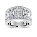 14K White Gold 3 1/8 Ct.Tw. Labgrown Diamond Round and Baguette Fashion Band
