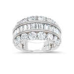 14K White Gold Lab Grown Diamond 3 3/4 Ct.Tw. Round amd Baguette Fashion Ring