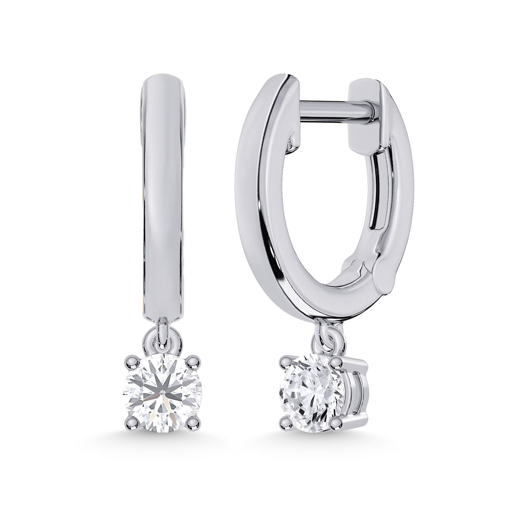 10K White Gold Lab Grown Diamond 1/4 Ct.Tw. Hoop Earrings