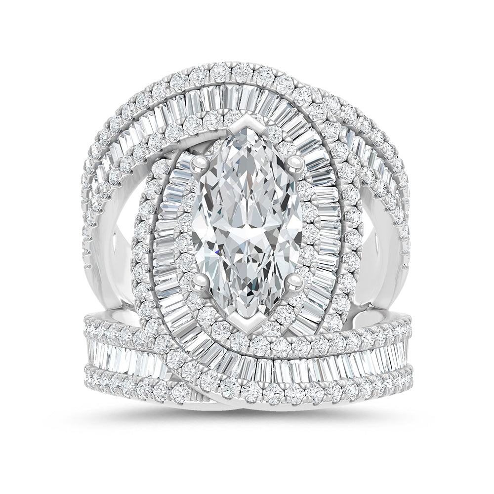 14K White Gold Lab Grown Diamond 4 Ct.Tw. Engagement Ring (Center 2ct Oval)