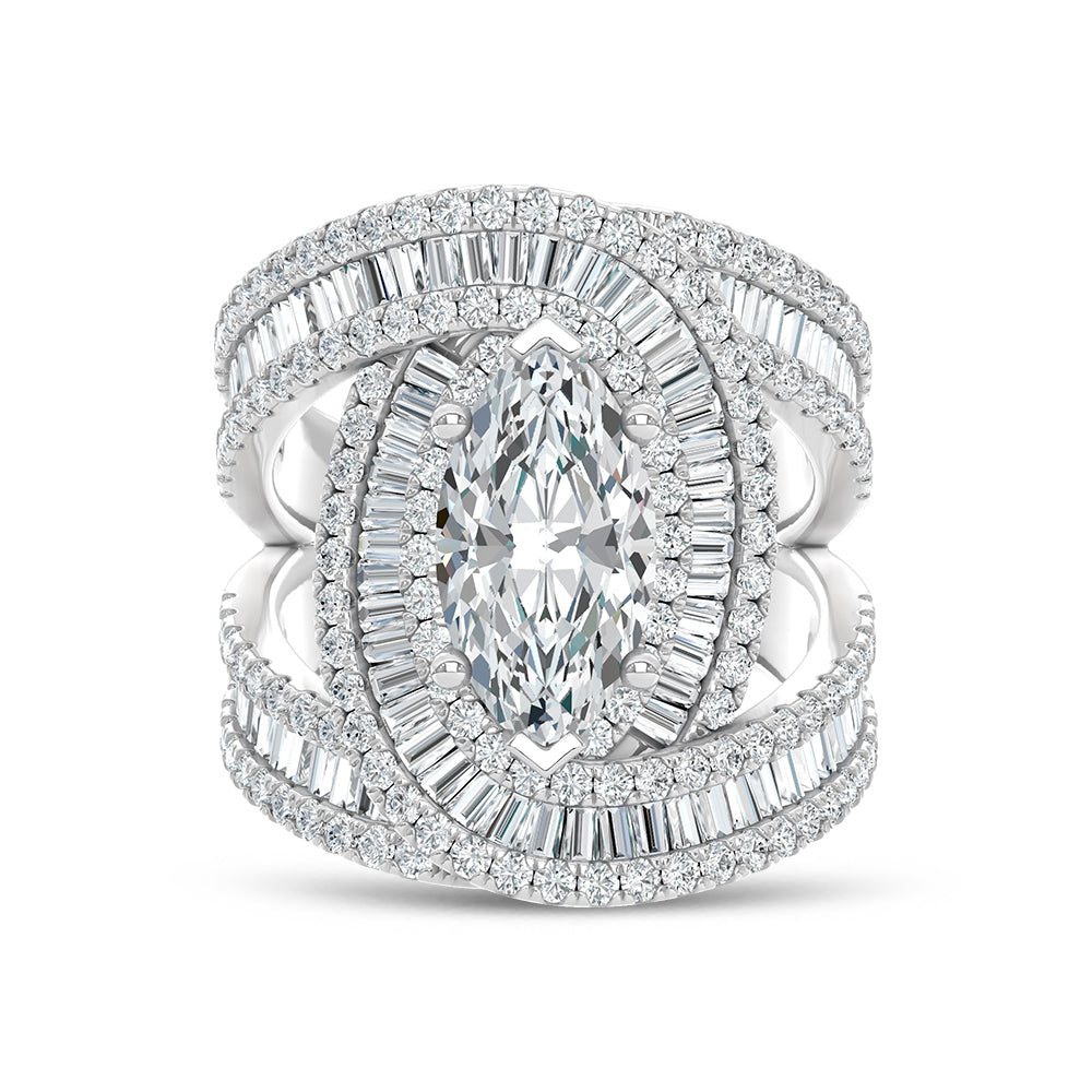 14K White Gold Lab Grown Diamond 4 Ct.Tw. Engagement Ring (Center 2ct Oval)